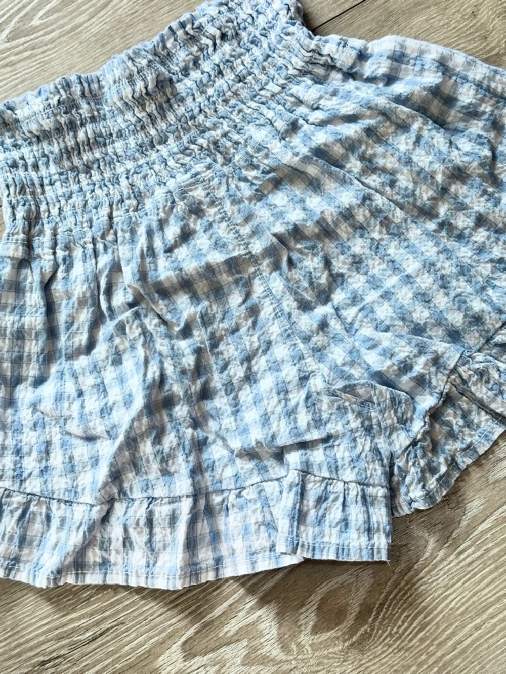 Sincerely Jules Gingham Plaid High Rise Ruffle Hem Shorts - Picture 13 of 13